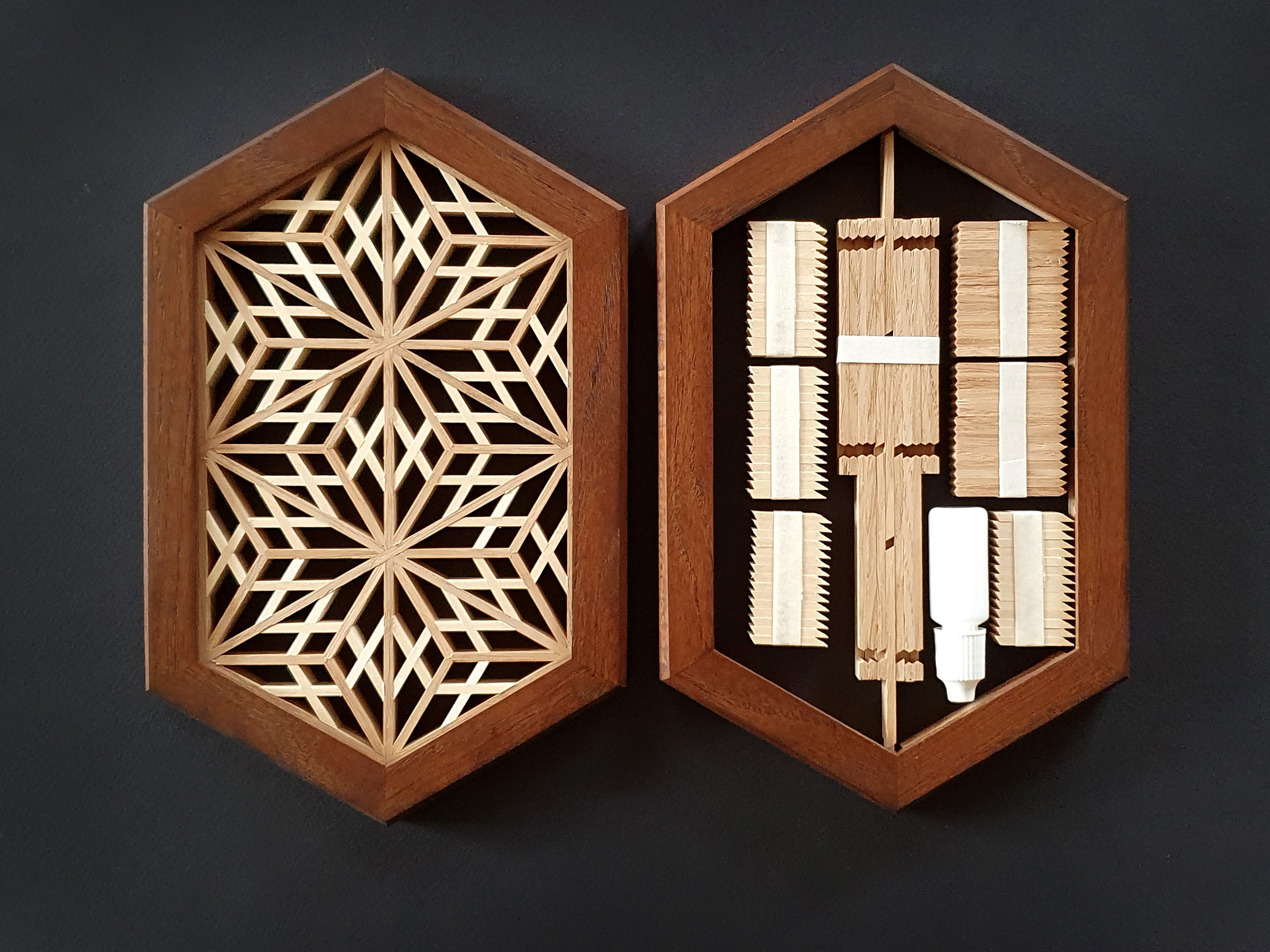 DIY Kumiko Kit: Kawari Yae Zakura Pattern, Japanese Wall Art Decor
