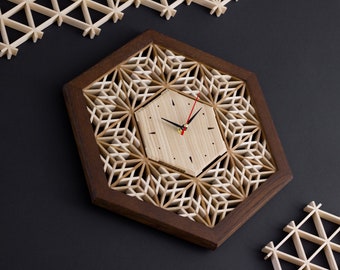 Wall clock kumiko kit with assembly instructions. Wall decor for your room