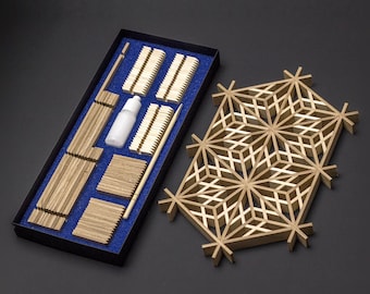 DIY Kumiko Kit: Japanese Cherry Blossom Mosaic, Home Decor Gift Box