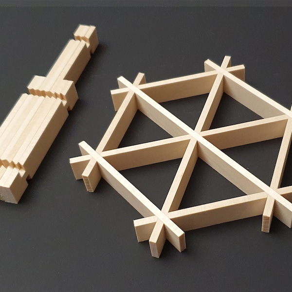 Kumiko kit for hexagonal pattern. Kumiko grid for your woodworking project