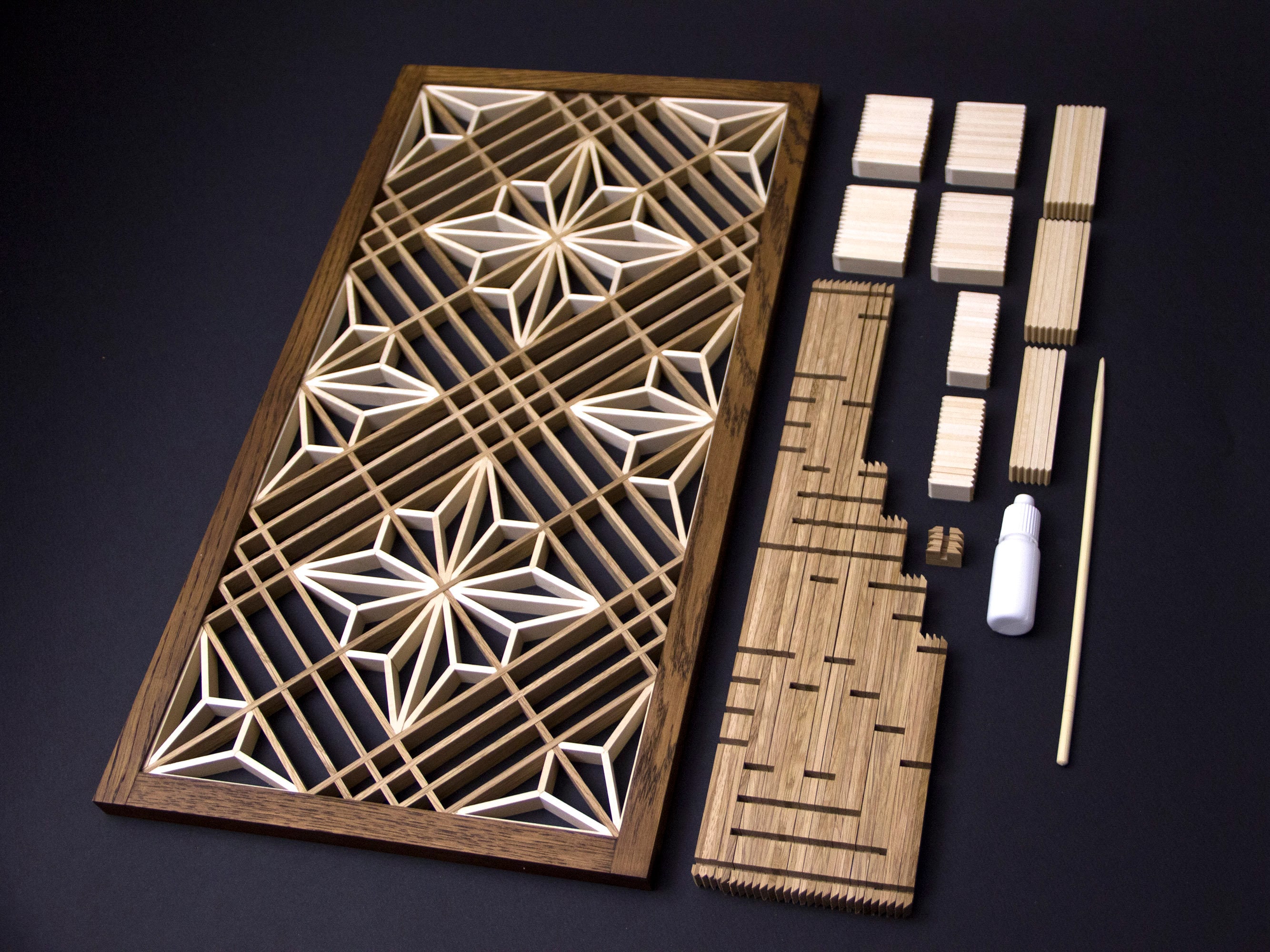 WHAT WE WANT KUMIKOSHADE_TYPE1 ウォールナット Kumiko Kit. No Need to Cut and Ready for Assembling. Pattern