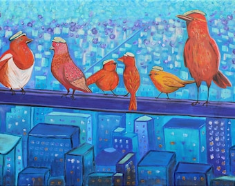 painting birds of cities impression