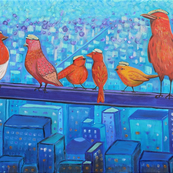 Tableau oiseaux des villes imprimé sur aluminium ou toile