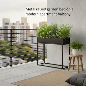Cocoyard 28" Metal Elevated Planter Box - Raised Garden Bed with Felt Liner & Drainage