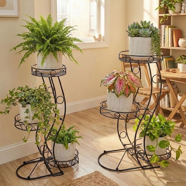 3-Tier Metal Plant Stand: Vertical Indoor/Outdoor Display Shelf. Valentine's Day Gift Ideas