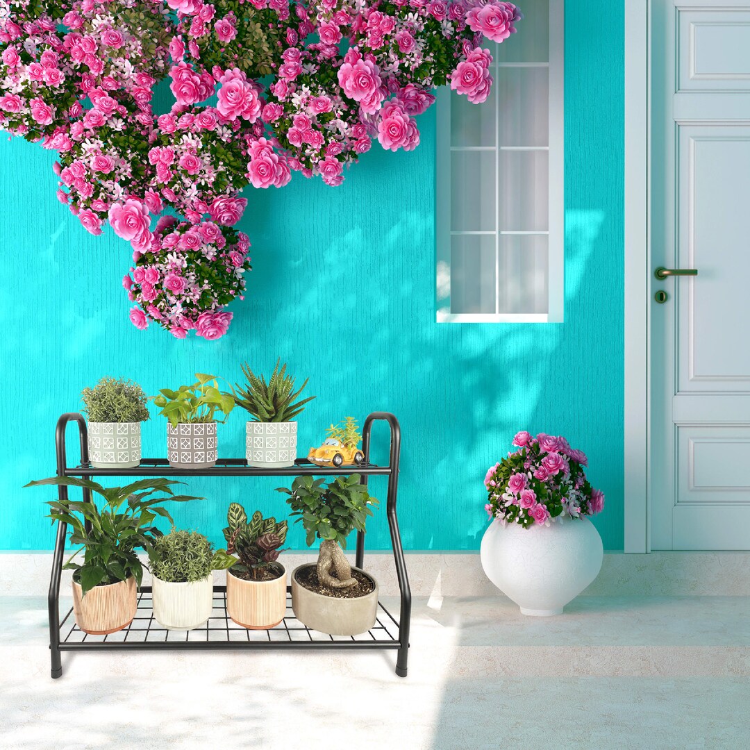 OPEN BOX 2-tier Metal Plant Stand, Practical and Adjustable Height ...