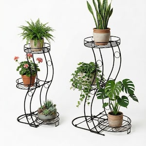 3-Tier Metal Plant Stand: Indoor/Outdoor Vertical Plant Shelf, No Assembly Required, Mother's Day Gift Ideas