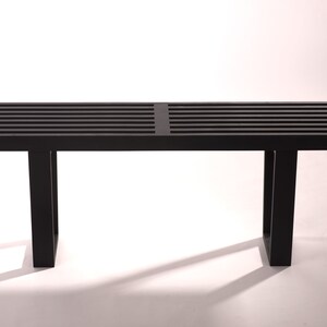 Wood Bench, Slat Bench, Platform Bench, Mid-Century Modern Ultra-Matte Black Bench. Entryway Bench, Window Bench, Minimalist Furniture