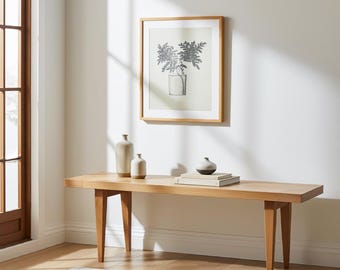 Mesa de centro de roble macizo hecha a mano: decoración minimalista japonesa