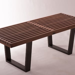 Handmade Oiled Walnut Bench: American Black Walnut, Ebonized Legs