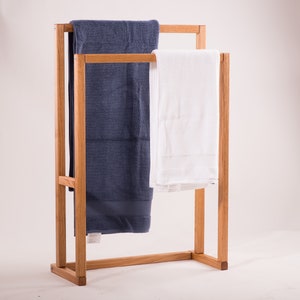 Freestanding towel rack, towel rail, towel hanger, clothes valet - oiled and waxed