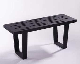 Handmade Black Oak Entryway Bench: Modern Mudroom Hallway Seating