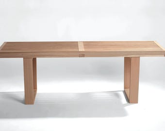 Solid Oak Bench | Vintage Mid-Century Design | Uncoated, Untreated Wood – Great for DIY Finishes or Hypoallergenic Spaces.US:Duties Included