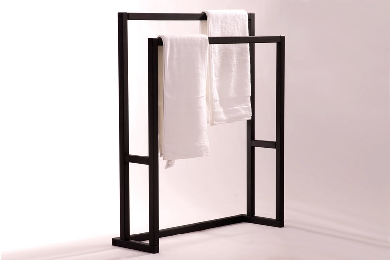 Black Towel Stand Oak Towel Bar Towel Rail Wooden Towel Rod Etsy