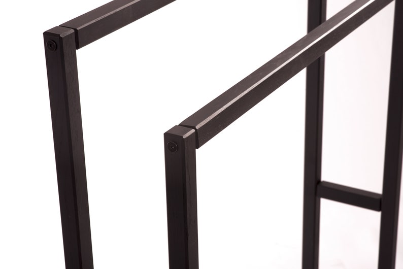 Black Towel Stand Oak Towel Bar Towel Rail Wooden Towel Rod Etsy