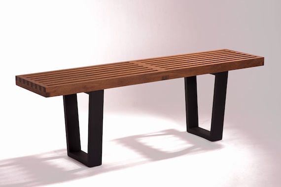 メルバウ材の細長いベンチ。超マット仕上げ。 - Etsy 日本