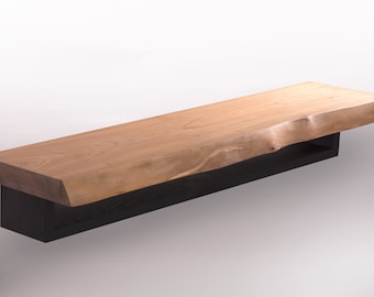 Floating wall shelf with live edge.  Double wall shelf with live edge.
