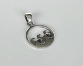 Sterling silver waves pendant - Neck charm - Bohemian charm - 925 silver charm - Round pendant - Surfers gift charm - Ocean theme - PD456