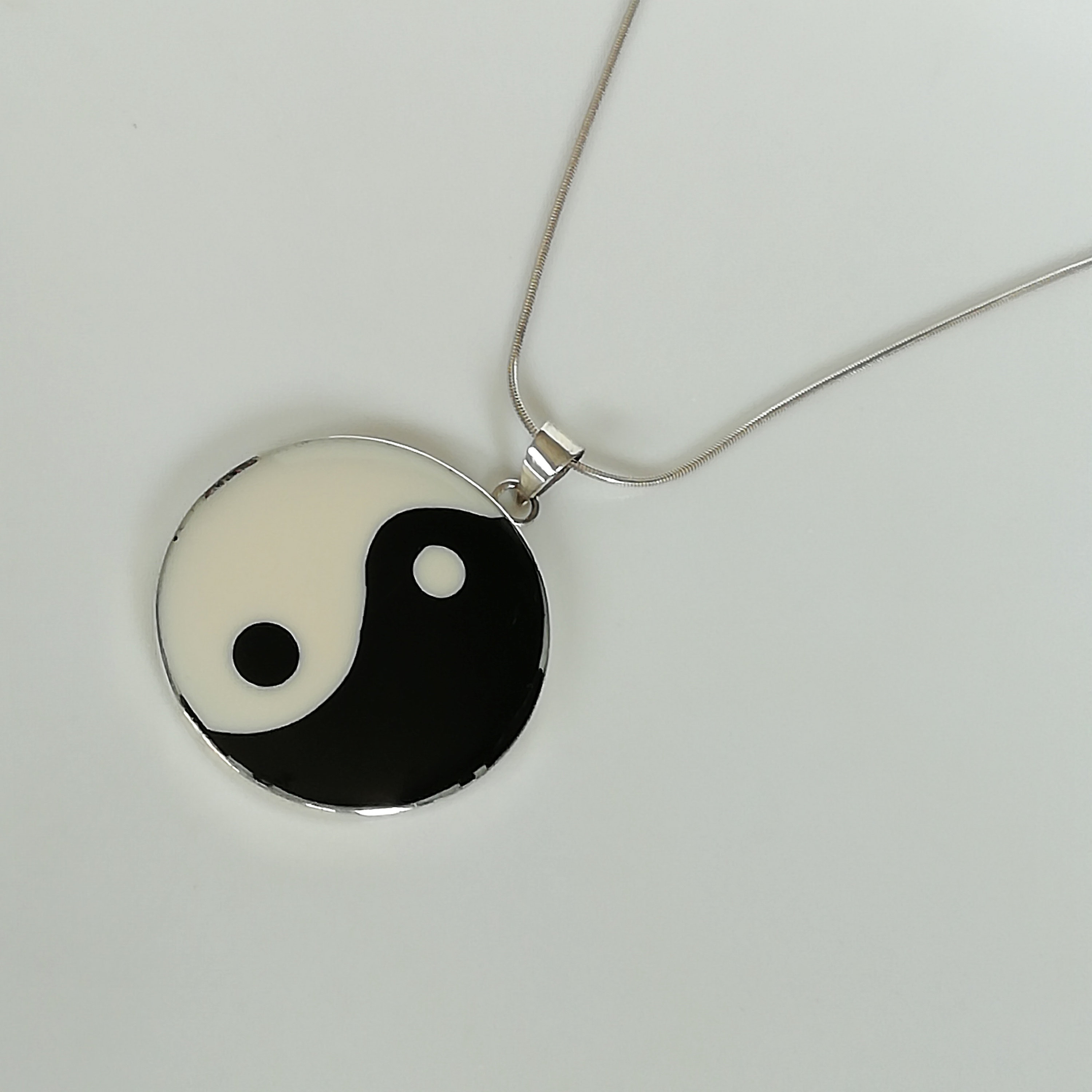 Large Yin Yang Charm Sterling Silver Pendant 35mm Yin Yang Etsy UK