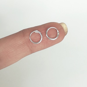 Sterling silver ear hoops - 8mm endless hoops - Cartilage hoops - Minimalist ear hoops - 925 silver hoops - Tragus hoops - NE56s