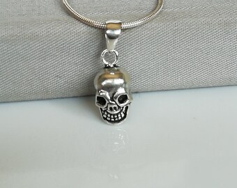 スターリングシルバー スカルペンダント - スカルチャームネックレス