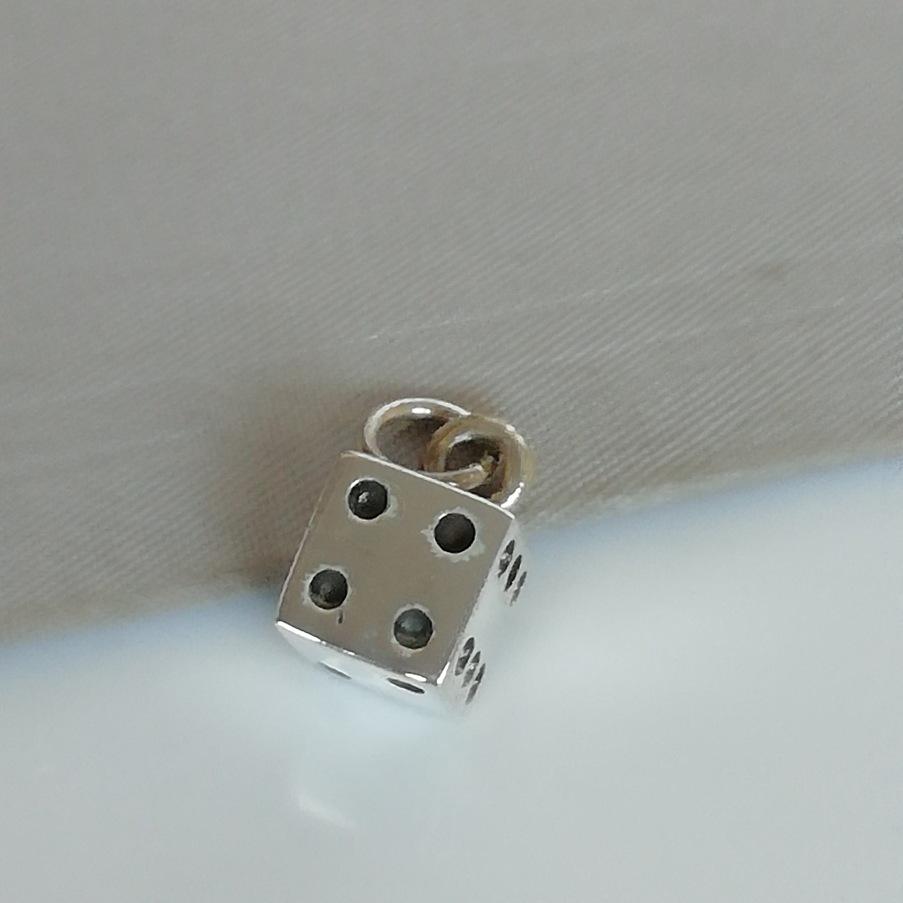 Sterling silver dice charm Dice pendant Bohemian pendant Etsy