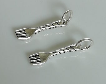 Sterling silver tiny fork charm - Bohemian pendant - Tiny fork pendant - Jewelry supplies - Multifunctional charm - 925 silver charm - PD520