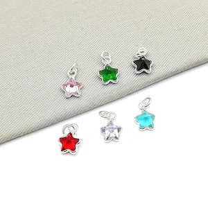 Collar estrella de cristal / Collar de amuleto de estrella / Amuletos de color Cz / Joyería celestial / Collar de amuleto de plata de ley / Pulsera de encanto / CH6