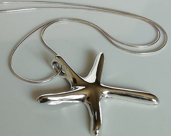 Silver star fish pendant - Sterling silver charm - Star fish necklace - Bohemian pendant - Silver neck charm - Beach jewelry - PD673