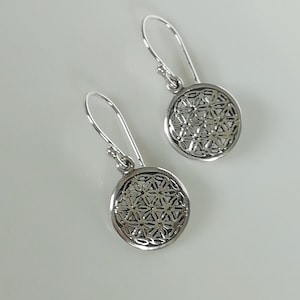Flower of life sterling silver ear danglers - Bohemian earring - Dangle earrings - Wanderlust Jewelry - Flower of life earrings - NE11