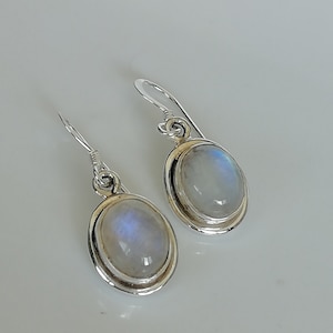 Moonstone earrings - Ear danglers - Sterling silver stone earring - Dangle earrings - White stone earrings - Bridal earring - NE58