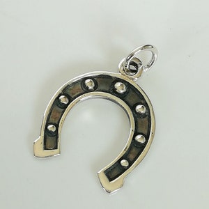 Silver horse shoe charm - Horse shoe necklace - Good luck charm - Sterling silver pendant - Bohemian 925 silver charm - PD604