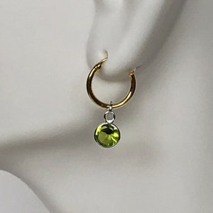 Tiny Gold Hoops, Cartilage Hoops, Tiny Crystal Charms,Simple Gold Earrings, Bridesmaid Gift Ideas, Minimalist Hoops, E16GCH8