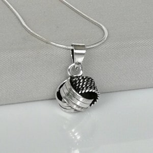 Silver Rings Sphere Pendant - Ball Pendant - Oxidized Silver Ball Charm - Silver Pendant  PD418