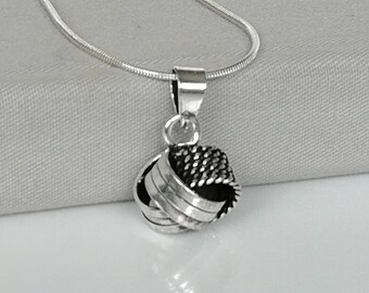 Silver Rings Sphere Pendant - Ball Pendant - Oxidized Silver Ball Charm - Silver Pendant  PD418
