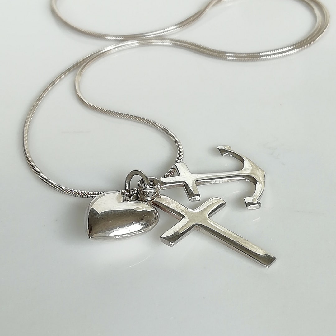 Herz Kreuz Anker Charm Sterling Silber Anhänger Boho Etsy.de