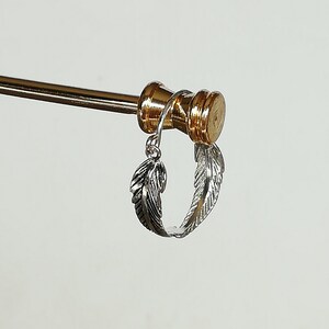 Sterling silver feather hoops - Bohemian hoops - Hippie  Hoops - Feather earrings - Cartilage Earrings - Good luck hoops - E233