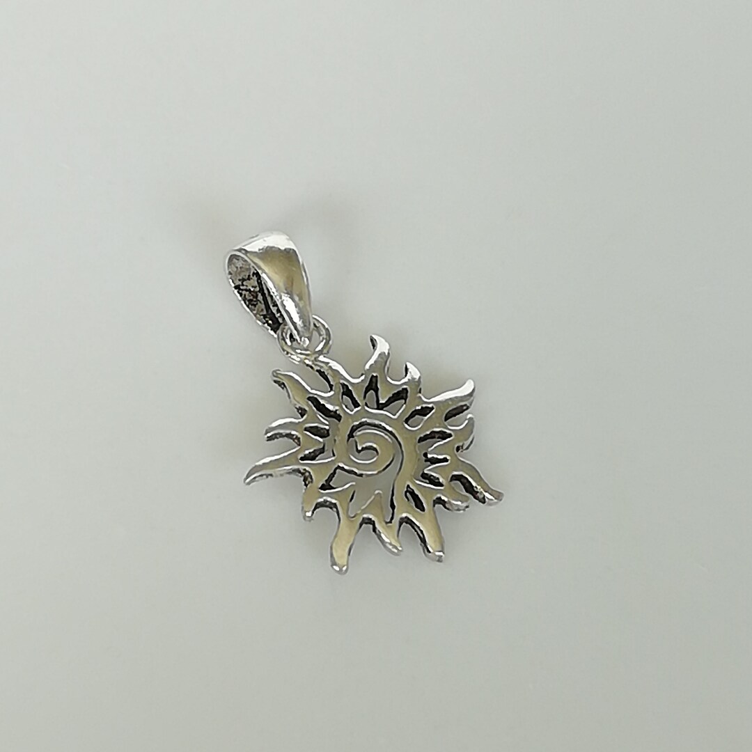 Sun Charm - Silver Sun Rays - Sun Pendant - Silver Necklace - Celestial ...