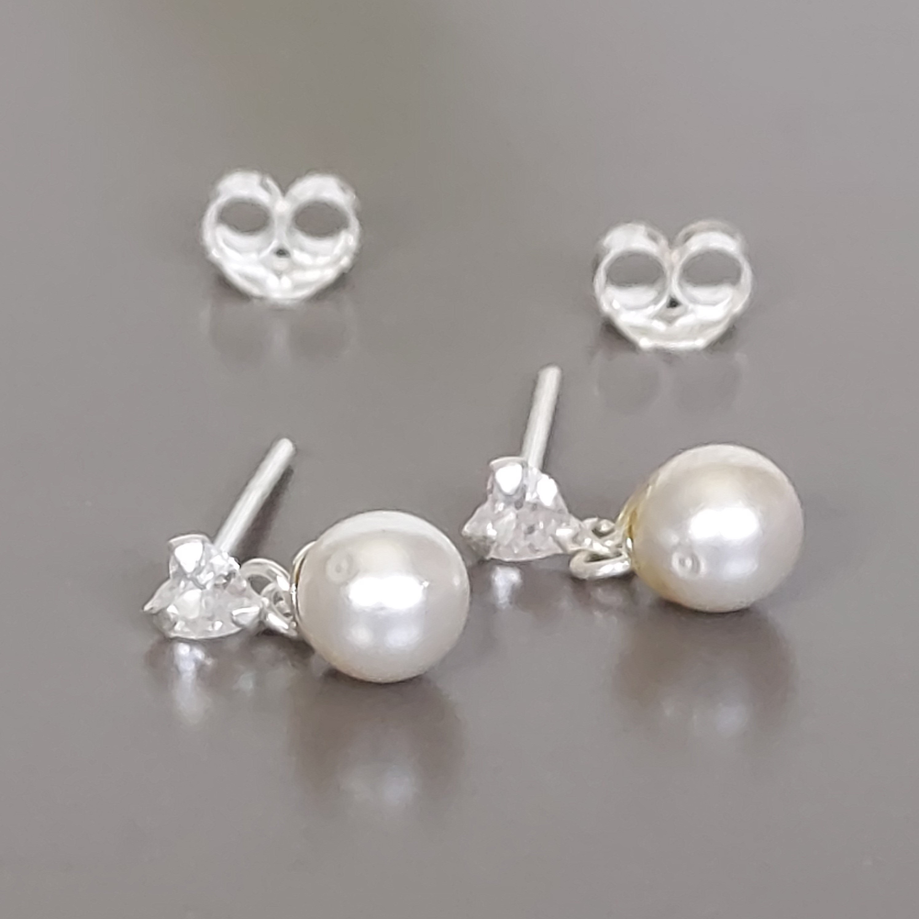 ピアス +ENGBROX+ silver925 poetry heart pearl earring EBEA23052 Sterling Silver Heart Cz and Pearl Earrings - Elegant Ear
