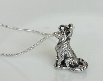 Sterling silver dog pendant - German shepherd dog charm - Bohemian charm - Dog lovers gift - Dog jewelry - Silver dog necklace - PD752