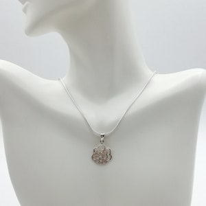 Flower Pendant - Flower Charm - Silver Necklace - Pretty Neck Charm - Dainty Pendant - Gifts For Her - PD134