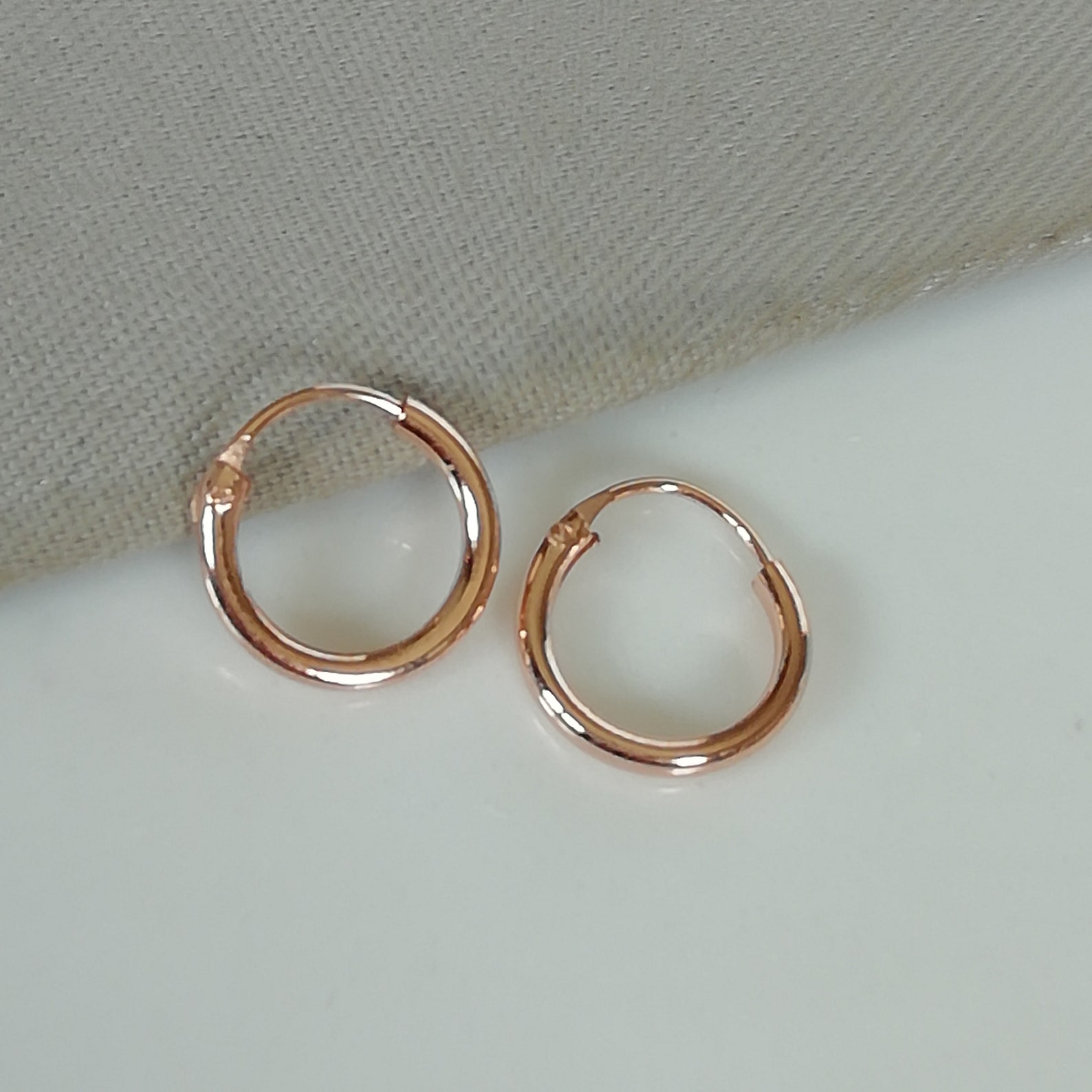 Rose Gold Ear Hoops 8mm Endless Hoops Minimalist Ear Hoops - Etsy