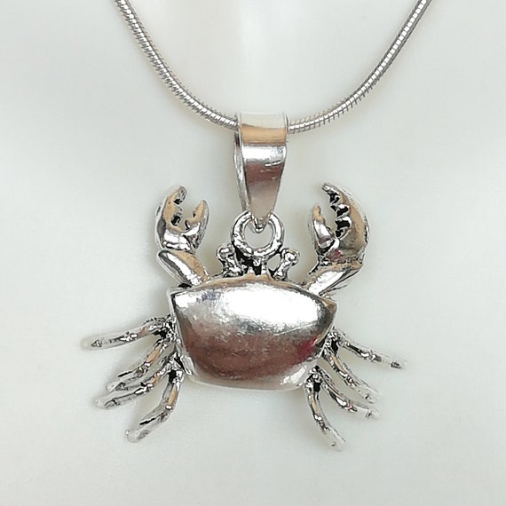 Crab Pendant - Silver Crab Necklace - Crab Neck Charm - Beach Jewelry - Cute Silver Gifts -  Silver Bracelet - Unisex Jewelry - PD224