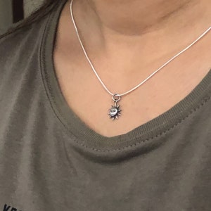 One silver sun charm - Sun charm necklace - Oxidized sun face charm- Bohemian 925 silver charm - Multifunctional charm - PD573