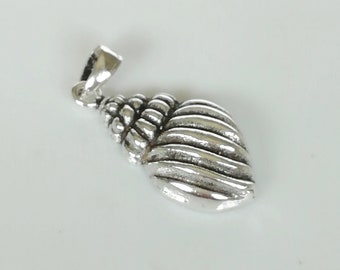 Sterling silver shell pendant - Conch shell charm - Multi purpose charm - Boho pendant - Shell bracelet - 925 silver pendant - PD455