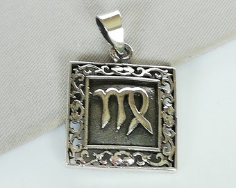 Virgo Birth Charm - Zodiac Sign Necklace - Virgin Birth Sign - Birthday Necklace - Silver Birth Pendant - Gift For Virgo's  - PD269