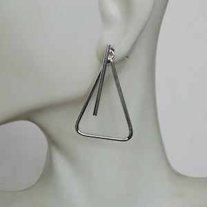 Sterling silver triangle ear danglers - Bohemian Earrings - Two in one ear dangler - Dangling earrings - Pretty earrings - E149