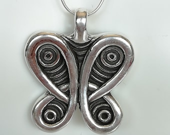 Sterling silver butterfly pendant - Butterfly necklace - Bohemian 925 silver charm - Big butterfly pendant - Silver charm  - PD110