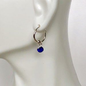 Argolas minimalistas - Argolas de cartilagem - Fios de orelha de prata esterlina - Brincos de argola abertos - Brincos de argola redondos de cristal - Argolas de orelha Boho - E15CH8