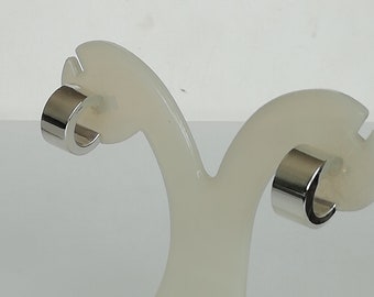 Broad Earrings - Sterling Silver Chunky Hoops - Semi Circle Earrings - Hoop Studs - Silver EarJewelry - Ear Jewelry - NE38